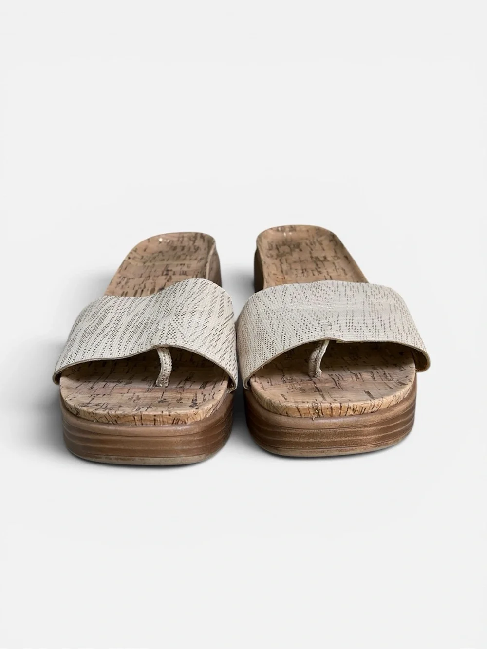 Donald J Pliner “Fiji” Flatform Slide Thong Sandal  in Gold Fleck Cork Sz 9